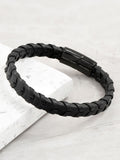 Treat Republic Personalised Leather Chevron Black Bracelet adjustable (British brand)