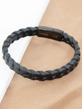 Treat Republic Personalised Leather Chevron Black Bracelet adjustable (British brand)