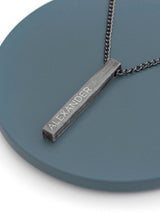 Next Treat Republic Men's Personalised Brushed Gunmetal Solid Bar Necklace 60cm Chain- Buy online at McGrocer