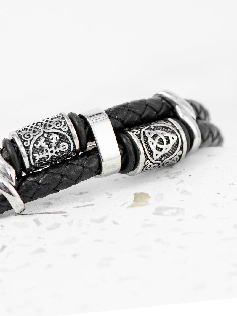 Treat Republic men's personalised Celtic knot leather bracelet (British brand)