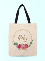 Next Treat Republic Personalised Floral Print Wreath Tote Bag- Buy online at McGrocer
