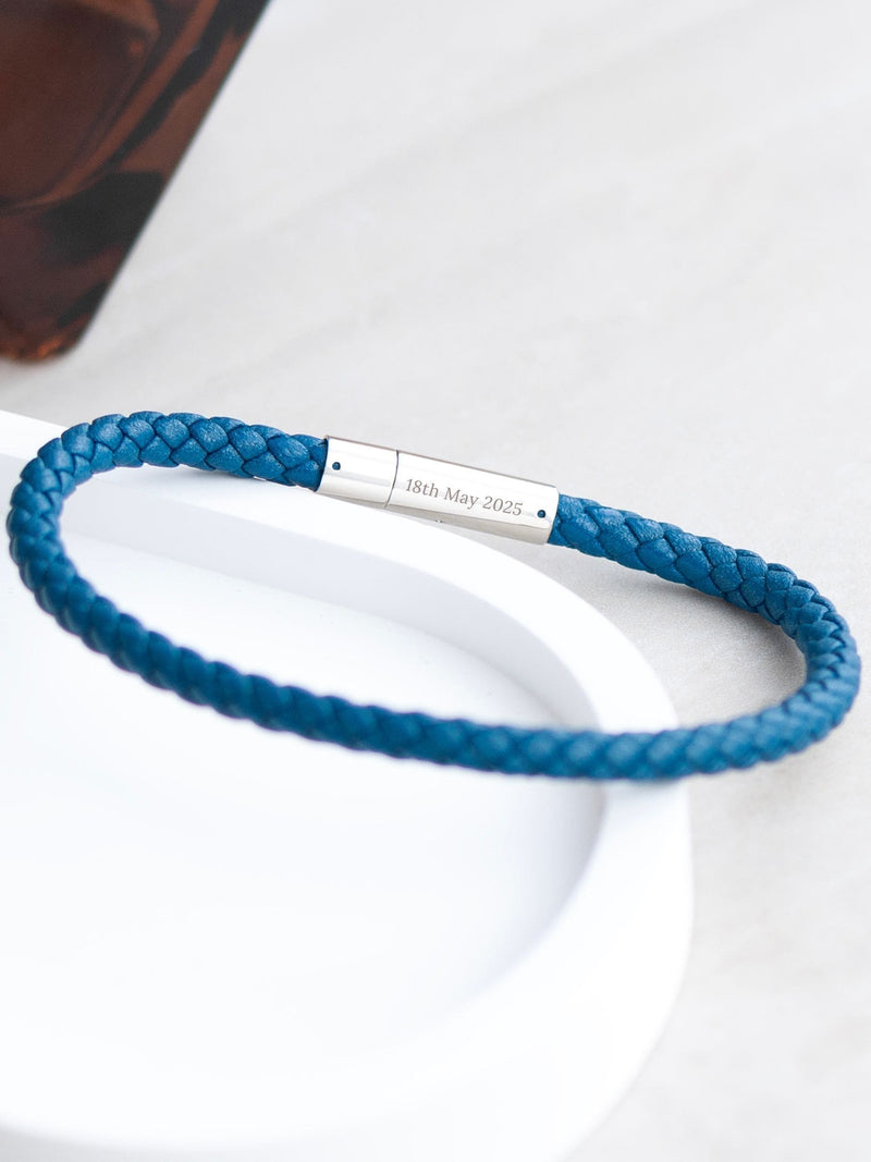 Treat Republic Mens Personalised Infinity Capsule Leather Bracelet