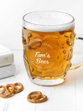 Treat Republic personalised dimpled beer glass, imported from the UK