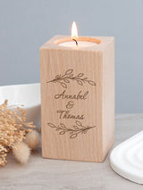 Next Treat Republic Personalised Wreath Wooden Tealight Holder- Buy online at McGrocer