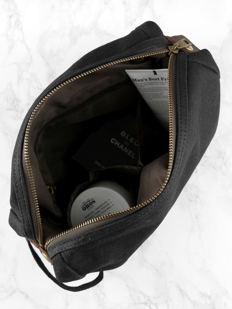 Treat Republic personalised men's vintage waxed canvas wash bag - British product