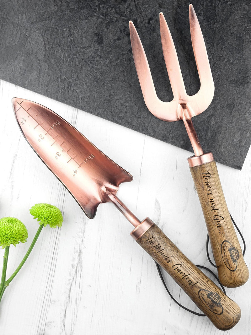 Treat Republic luxe copper trowel and fork set, imported from the UK