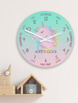 Next Treat Republic Personalised Large Kids Unicorn Glass Clock 30cm- Buy online at McGrocer