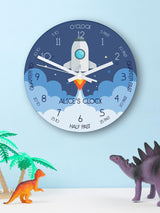Next Treat Republic Personalised Kids Space Shuttle Glass Wall Clock 30cm- Buy online at McGrocer