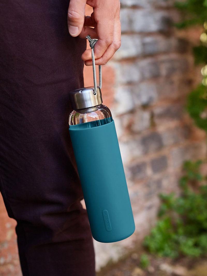 Black & Blum Ocean glass water bottle 600ml - British product