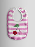 JoJo Maman Bébé cherry stripe hat and bib set, UK version