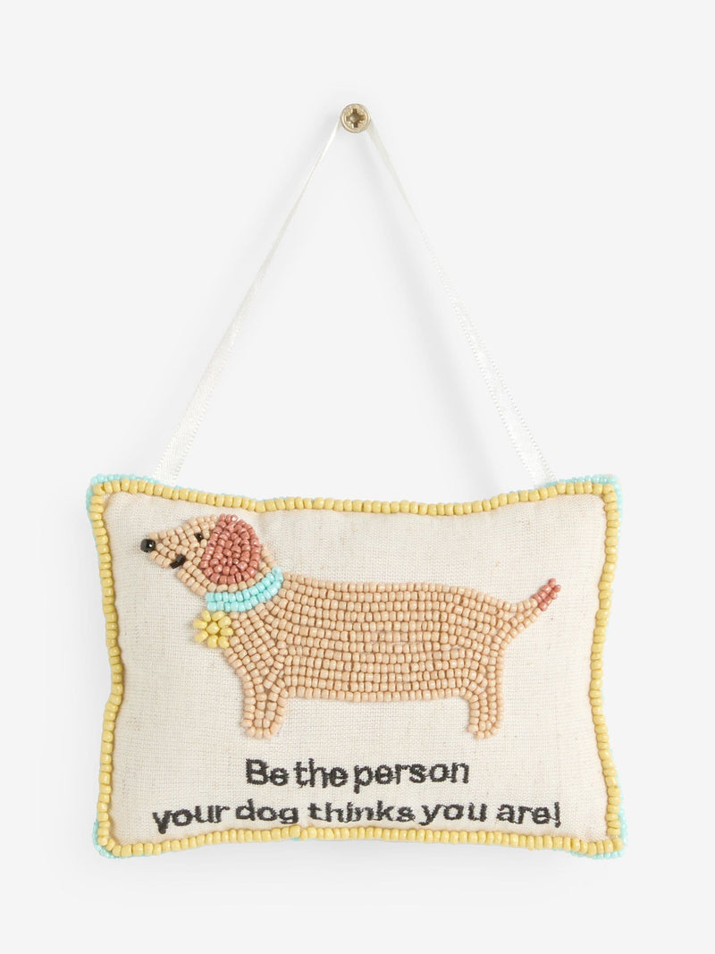 Neutral embroidered dog person hanging decoration 10cm, imported from the UK