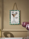Gold ceramic Sip Sip Hooray hanging decoration (British brand)