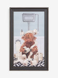 Hamish The Highland Cow On The Loo wall art 40cm x 23cm, imported from the UK