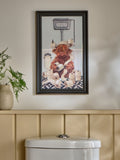 Hamish The Highland Cow On The Loo wall art 40cm x 23cm, imported from the UK