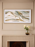 Gold agate wall art in white gloss frame, 60x120cm - British product