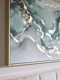 Green marbled abstract wall art set of 2 - British product