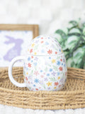 Something Different white spring floral print egg shaped ceramic mug 500ml (British brand)