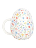 Something Different white spring floral print egg shaped ceramic mug 500ml (British brand)