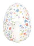 Something Different white spring floral print egg shaped ceramic mug 500ml (British brand)