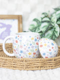 Something Different white spring floral print egg shaped ceramic mug 500ml (British brand)