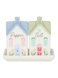 Something Different white pastel house salt and pepper shakers - British product