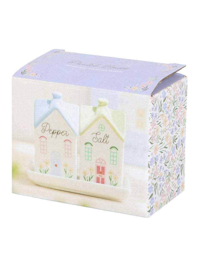 Something Different white pastel house salt and pepper shakers - British product