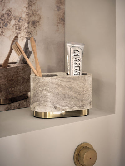 N. Premium grauer Marmor Zahnbürstenbehälter Badezimmer-Accessoire