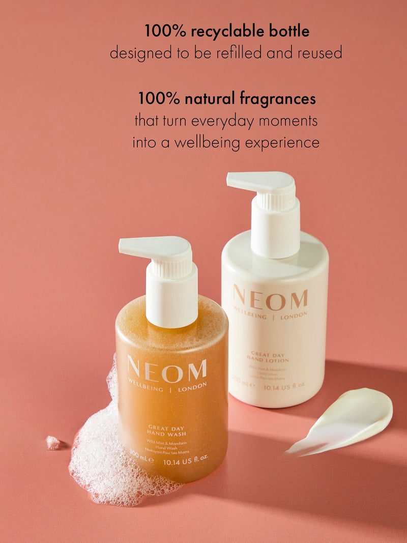Neom Great Day Hand Wash Wild Mint and Mandarin, imported from the UK