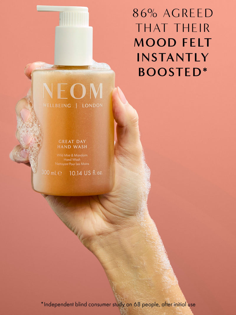 Neom Great Day Hand Wash Wild Mint and Mandarin, imported from the UK