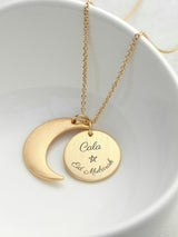 Next Treat Republic Personalised Eid Mubarak Matte Moon and Sun Necklace 47cm Chain- Buy online at McGrocer