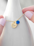 Treat Republic personalised birthstone crystal and disc necklace, imported from the UK