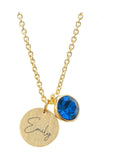 Treat Republic personalised birthstone crystal and disc necklace, imported from the UK