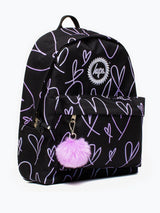 Next Hype Purple Glitter Scribble Hearts Iconic Backpack 40cm x 32cm x 12.5cm- Buy online at McGrocer