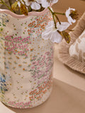 Maisie ceramic vase patchwork spring floral 27.5cm (British brand)