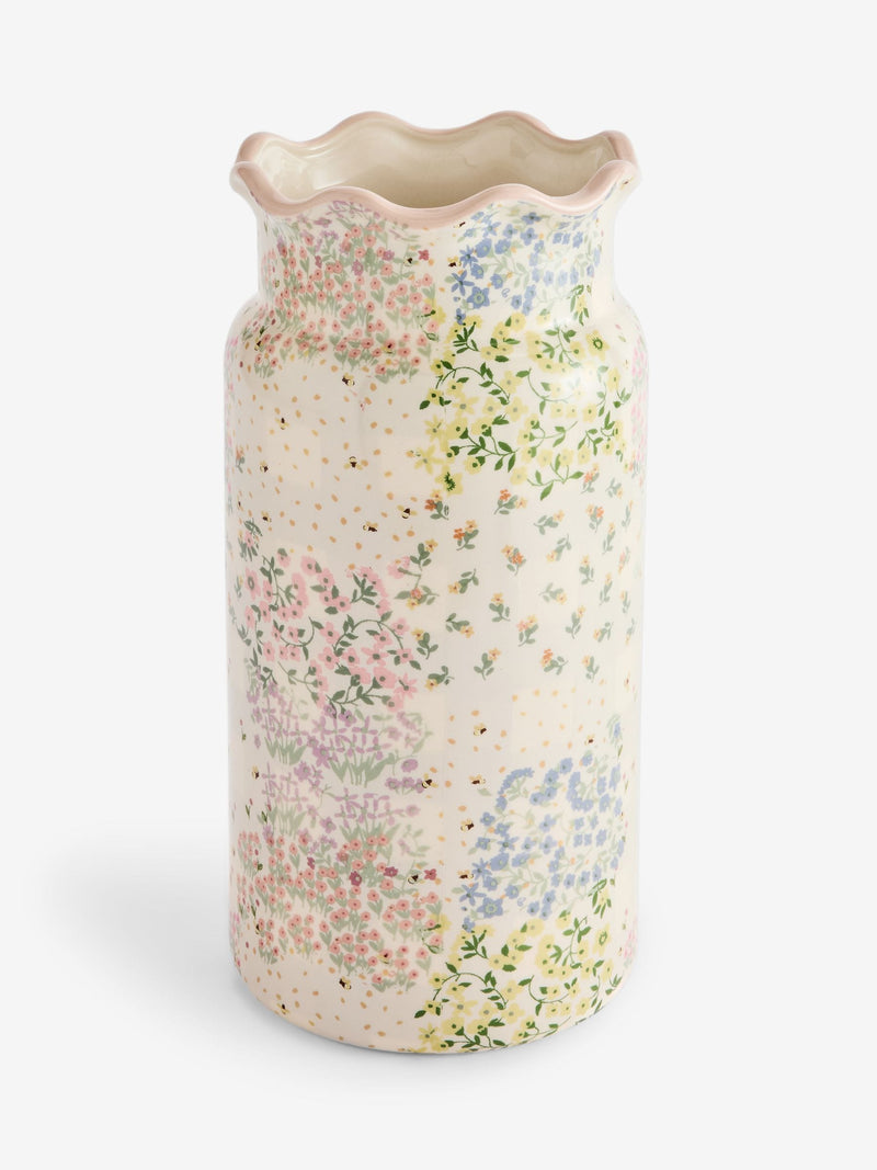 Maisie ceramic vase patchwork spring floral 27.5cm (British brand)