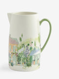 Ceramic jug vase pastel house scene 20cm - British product