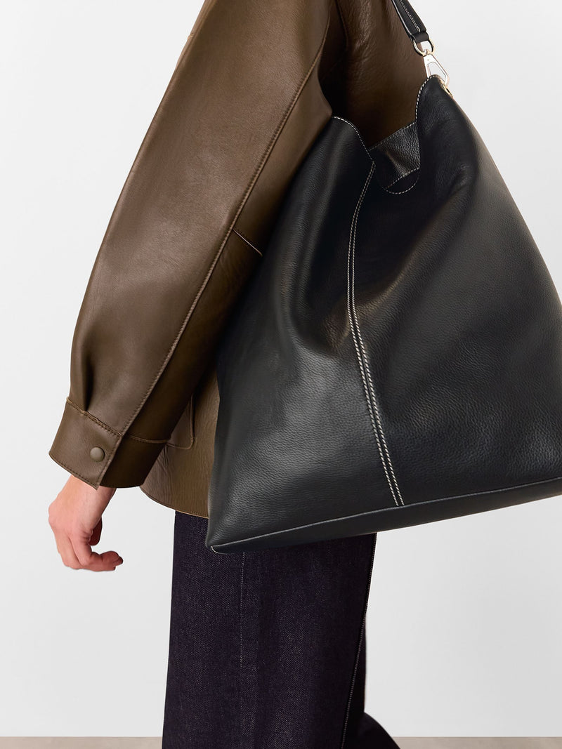 Whistles black contrast stitch tote bag, imported from the UK