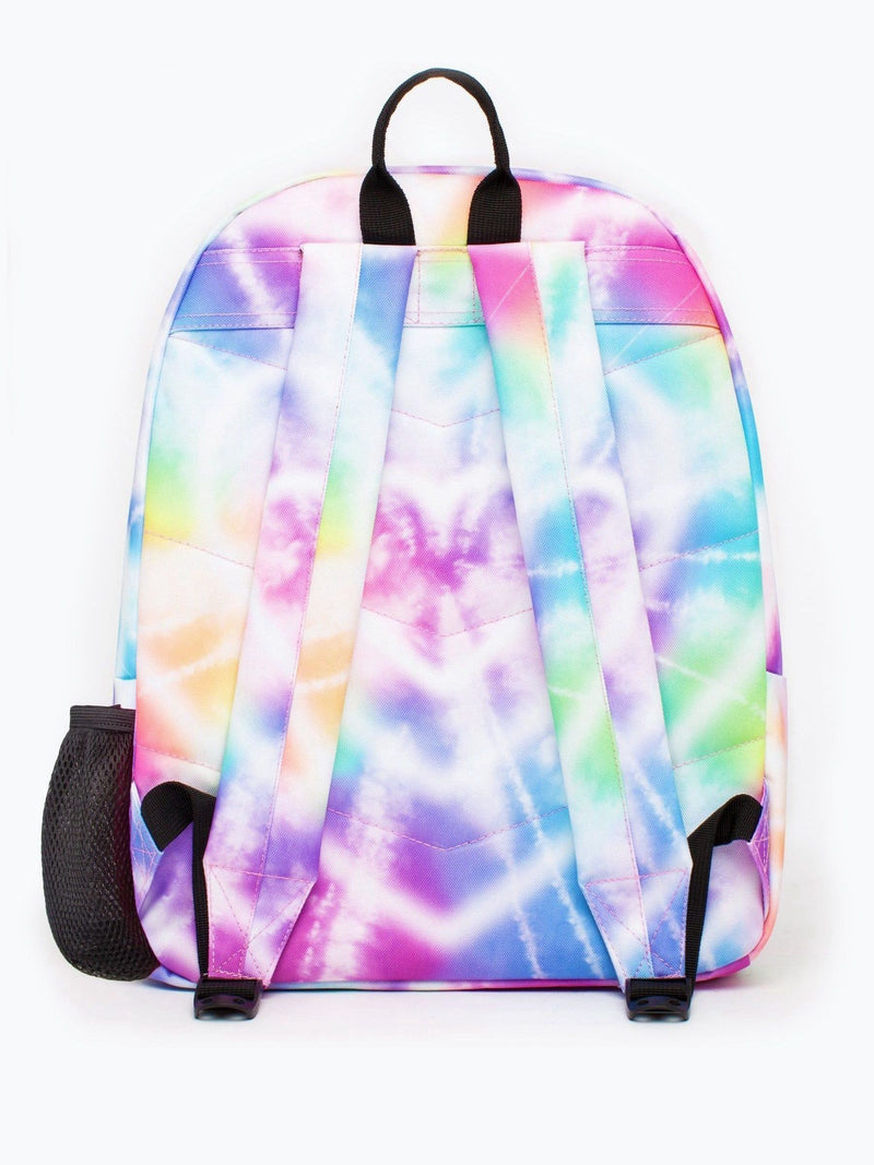 Hype pink rainbow heart tie dye backpack (British brand)