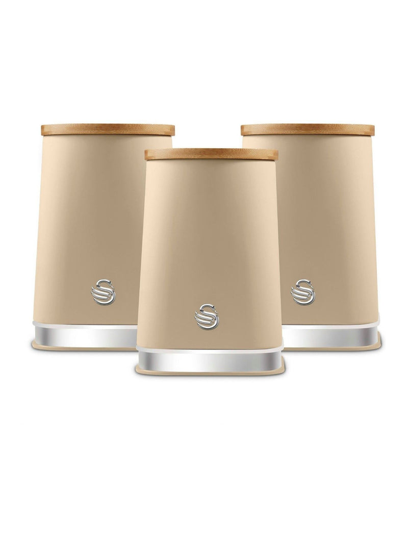 Swan Oatmeal Kitchen Storage Canisters Set of 3 (British brand)