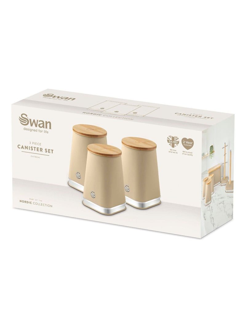 Swan Oatmeal Kitchen Storage Canisters Set of 3 (British brand)