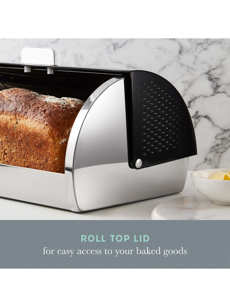 Swan black roll top bread bin 14 litre (British brand)