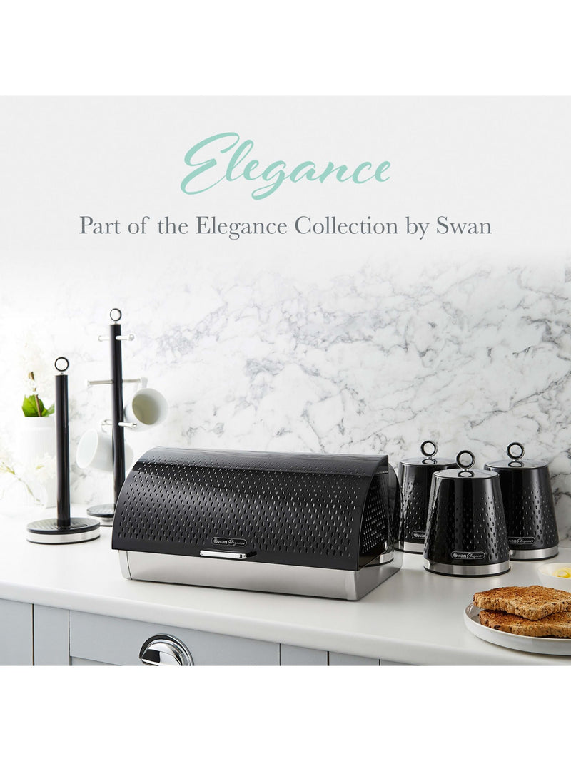 Swan black roll top bread bin 14 litre (British brand)