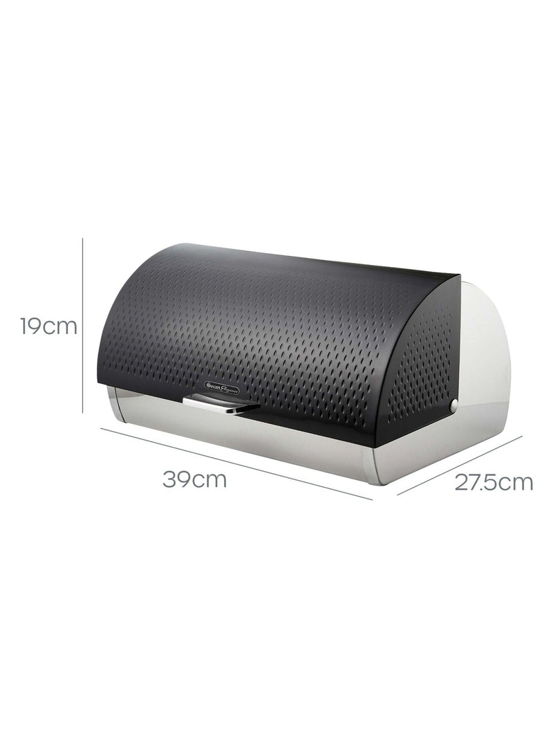 Swan black roll top bread bin 14 litre (British brand)