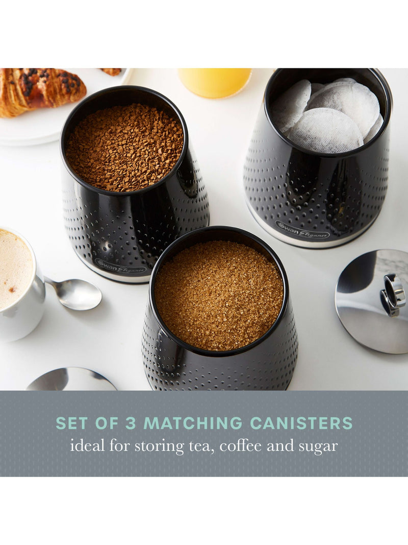 Swan black kitchen storage canisters set of 3 - British product