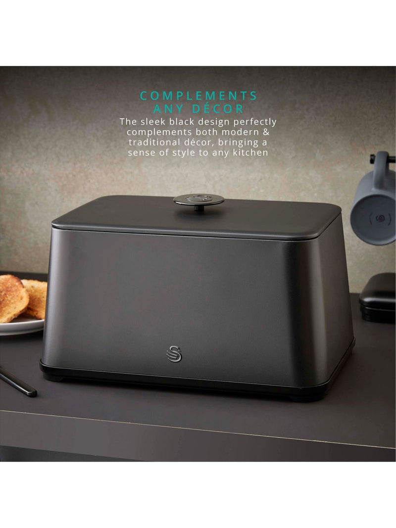 Swan Black Stealth bread bin 16L (British brand)