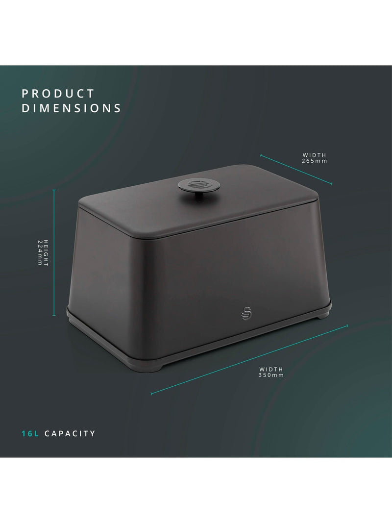 Swan Black Stealth bread bin 16L (British brand)
