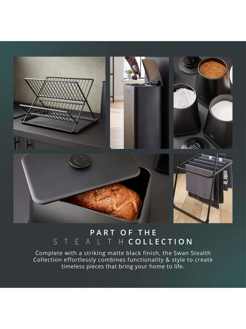 Swan Black Stealth bread bin 16L (British brand)