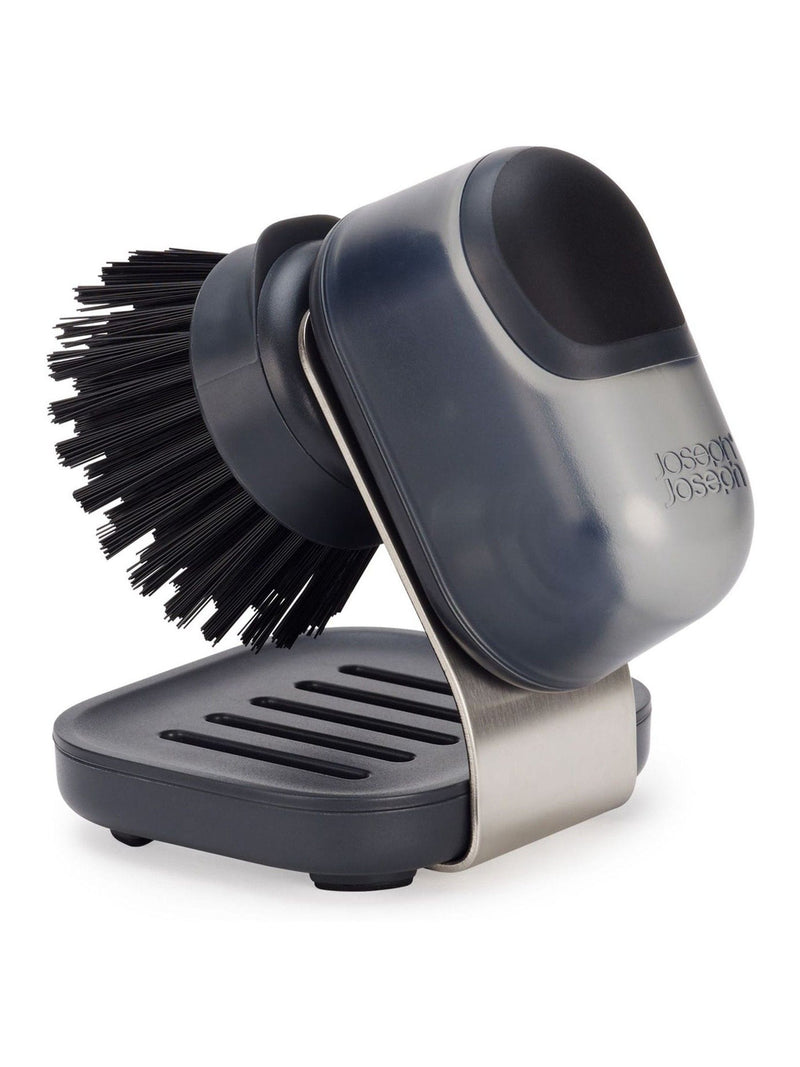 Joseph Joseph soap-dispensing palm brush with stand (British brand)