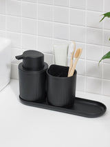 Next ReBorn Graphite Black Toilet Brush and Soap Dispenser Bathroom Set- Buy online at McGrocer
