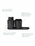 ReBorn Graphite Black toilet brush and soap dispenser bathroom set, imported from the UK